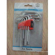 Allen Key Wrench 9PCS with Flat Head Cr-Coated Blister Card